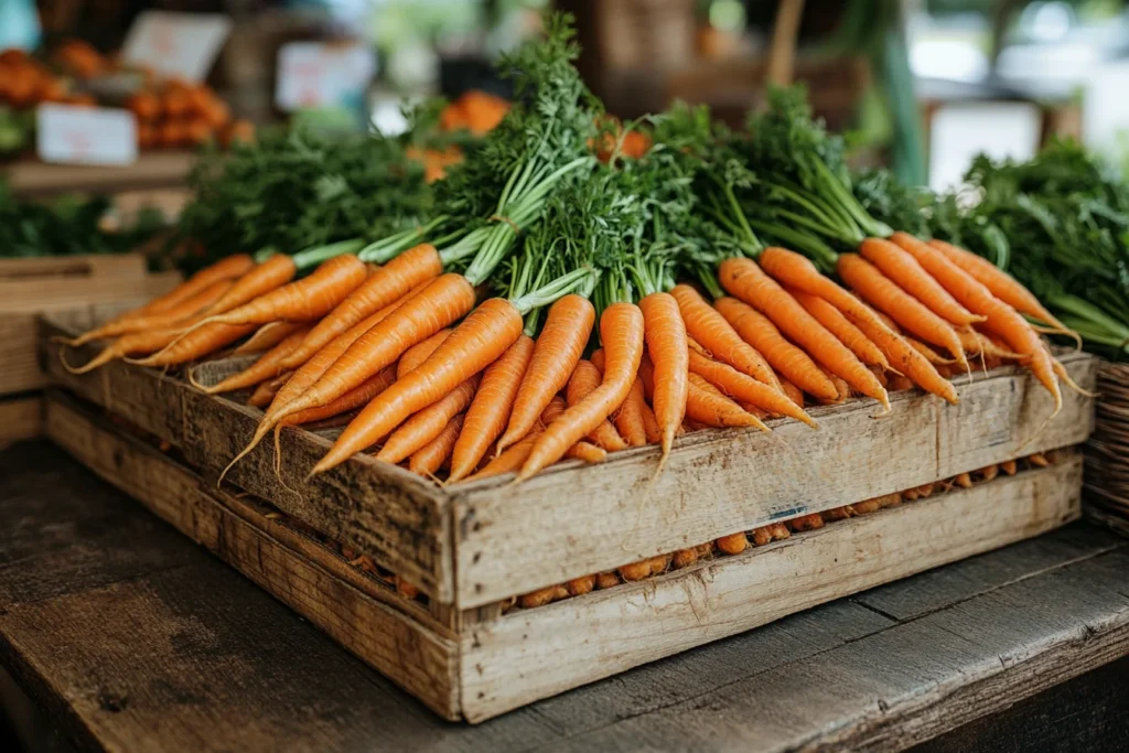 Fresh carrots in a market