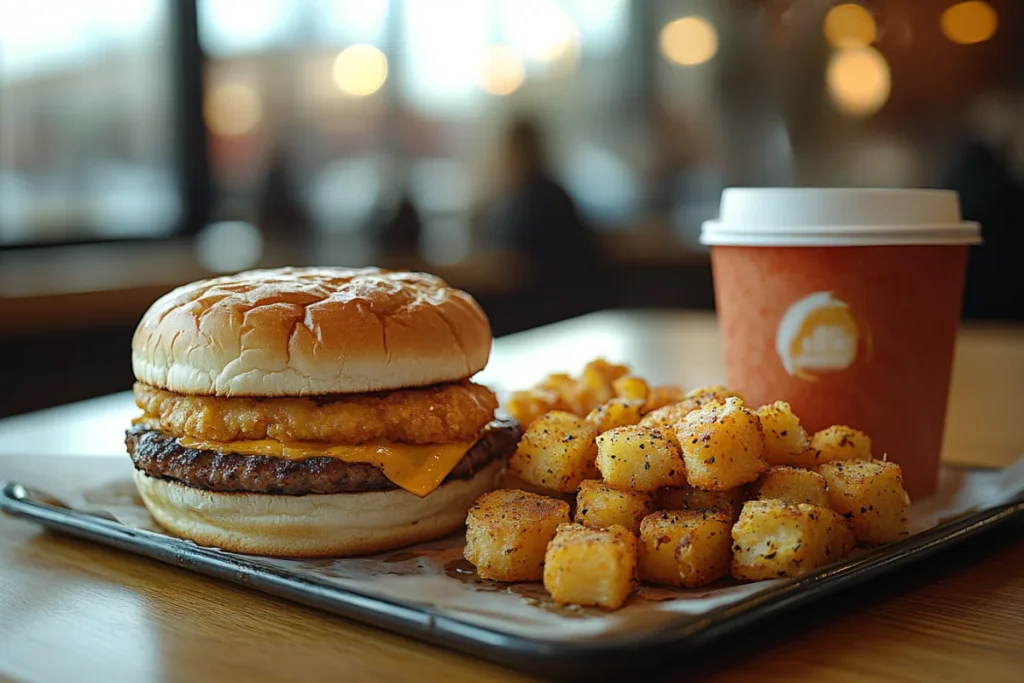 Croissan'wich combo meal with hash browns and coffee from the Burger King breakfast menu