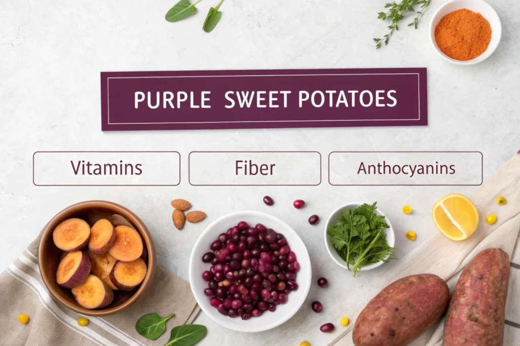 A table of purple sweet potato nutrients