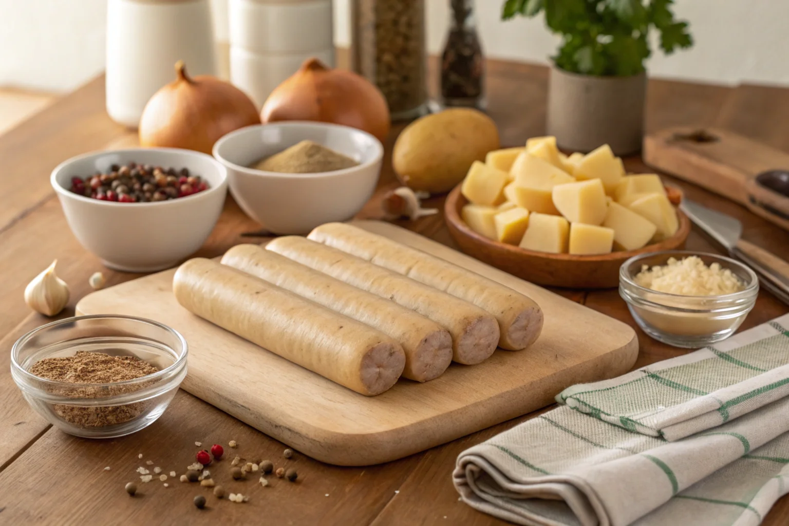 A selection of sausage casings for potato sausage making