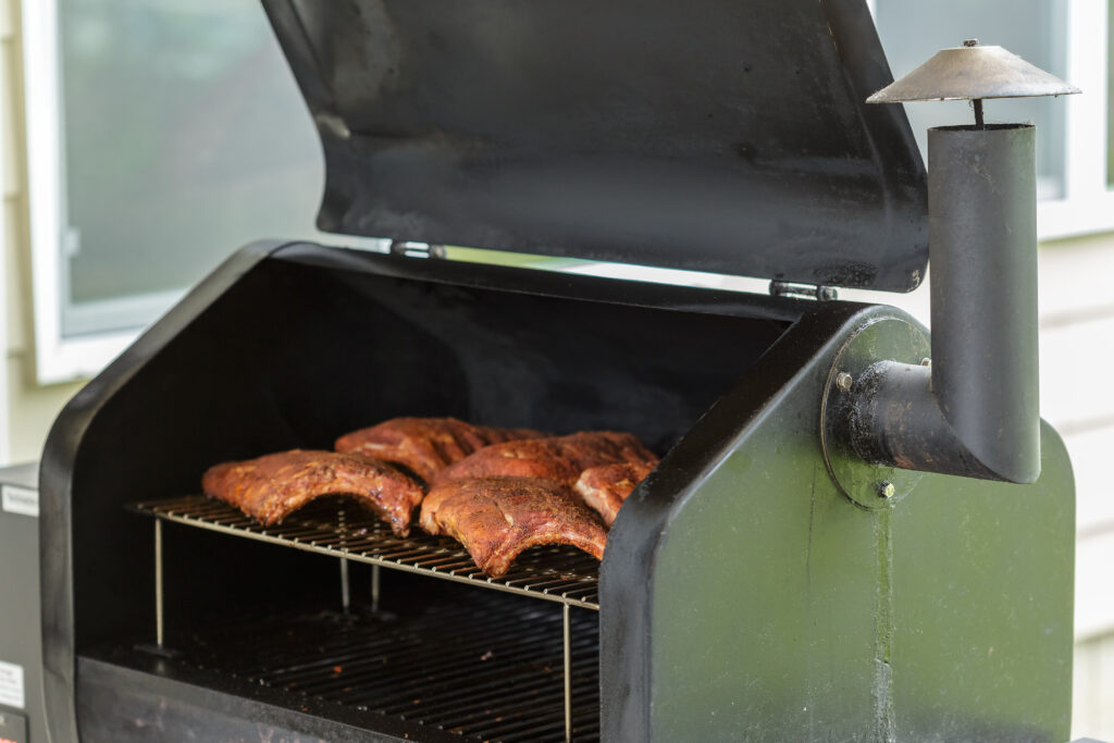 Smoking brisket and ribs on a Traeger grill