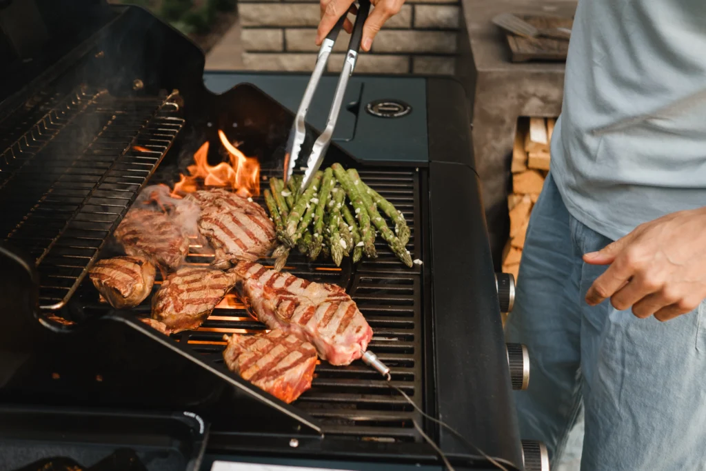 Traeger grill in action with food cooking