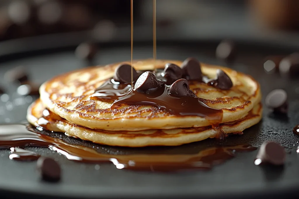 Pancakes cooking on a griddle