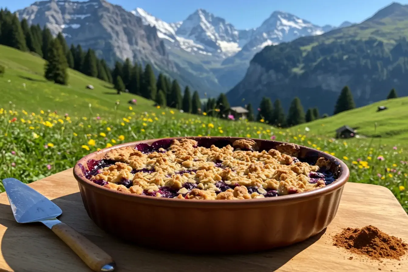 Apple Blueberry Crisp fresh from the oven